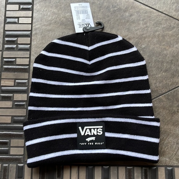 VANS BREAKIN CURFEW KNIT CUFF BEANIE ADULT HAT BLACK WHITE VN0A5GUV2UC - Picture 10 of 16